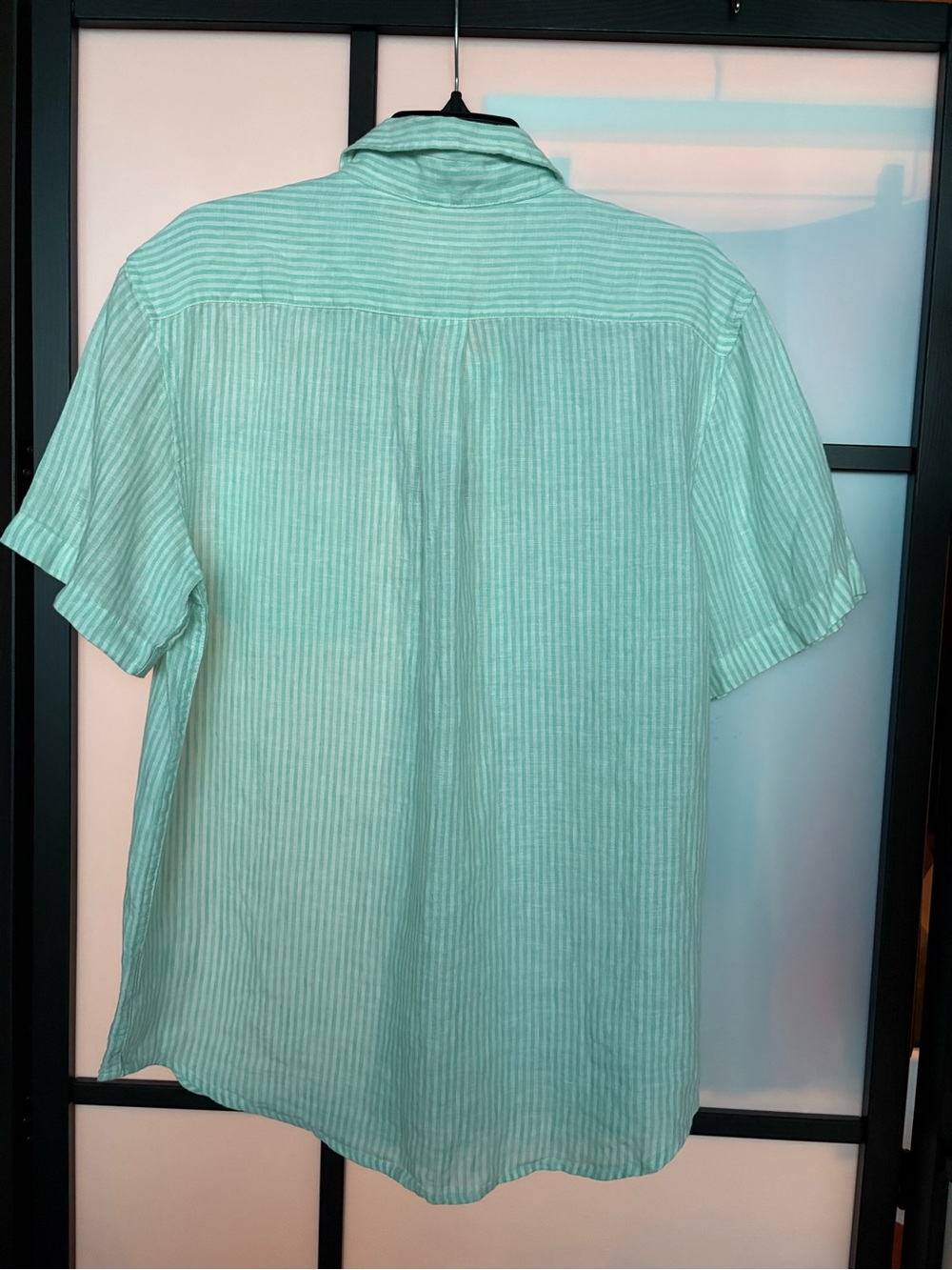 Panama Jack 100% Linen Mint Green Stripe Button Front Shirt NWT Men’s Large - Picture 8 of 8